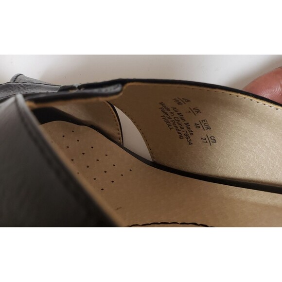 Life Stride Soft System Open Toe Leather Block Heel Black Sandals Sz 10 M PO Exc - Picture 8 of 13